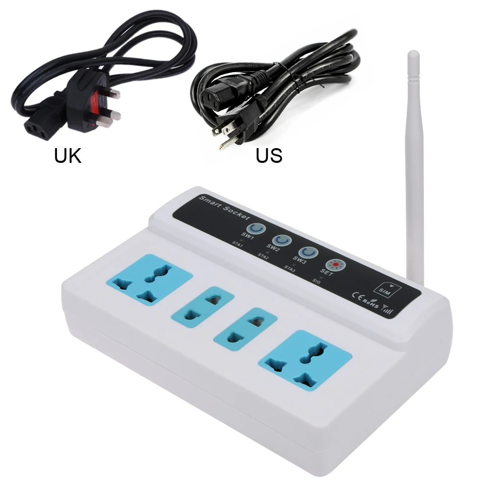 Electrical Socket GSM SIM Card Phone/Call/SMS Remote Control Universal Wireless Smart Extension Outlet/4 Outlets/EU/US plug
Electrical Socket GSM SIM Card Phone/Call/SMS Remote Control Universal Wireless Smart Extension Outlet/4 Outlets/EU/US plug
