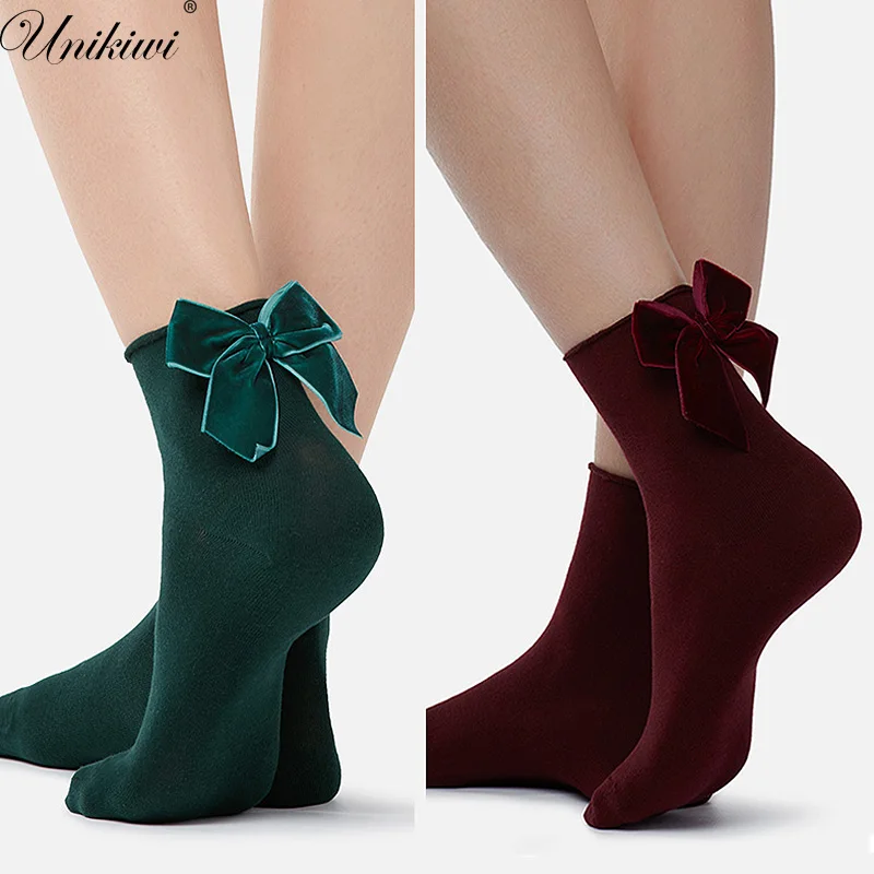 

UNIKIWI.Top Quality Women's Candy Color Velour Bow Socks.Female Hit Colors Short Socks.Ladies Velvet Bow knot Sox Sock.10 Color