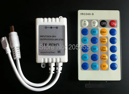 24key IR remote controller Infrared remote control dimmer DC5-24V 6A 3*2A IRC240-S for led strip single color
24key IR remote controller Infrared remote control dimmer DC5-24V 6A 3*2A IRC240-S for led strip single color