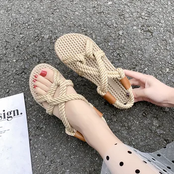 Fashion Flat Shoes Woman Summer Handmade Straw Sandals Women Footwear Linen Woven Hemp Rope Sandals Beach Slippers Women
Fashion Flat Shoes Woman Summer Handmade Straw Sandals Women Footwear Linen Woven Hemp Rope Sandals Beach Slippers Women