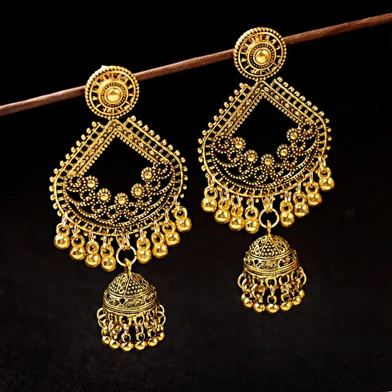 TopHanqi 2019 Boho Indian Jhumka Long Small Bell Tassel Drop Earrings For Women Gold Alloy Hollow Hanging Earring Gypsy Jewelry
TopHanqi 2019 Boho Indian Jhumka Long Small Bell Tassel Drop Earrings For Women Gold Alloy Hollow Hanging Earring Gypsy Jewelry