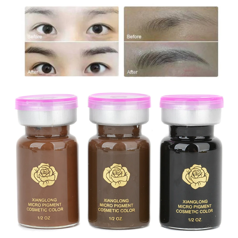 Shellhard 1pc Permanent Eyebrow Tattoo Makeup Pigment 3D Micropigmentation Brows Ink Emulsions 3 Colors For Eyebrow Tattoo