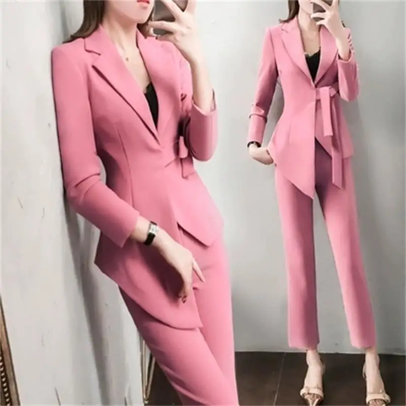 Fashion goddess suit suit female New women's spring lady ladies temperament irregular Pink small suit two-piece Women Pant Suit
Fashion goddess suit suit female New women's spring lady ladies temperament irregular Pink small suit two-piece Women Pant Suit