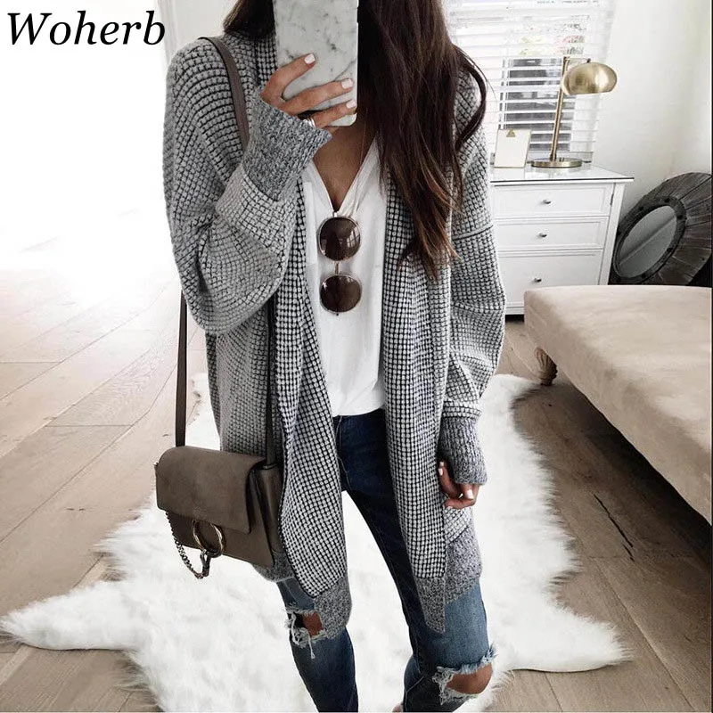 Woherb 2019 Winter Wool Coat Women Black White Plaid Long Jacket Casual Loose Ladies Coats Cardigan Manteau Femme 20348
Woherb 2019 Winter Wool Coat Women Black White Plaid Long Jacket Casual Loose Ladies Coats Cardigan Manteau Femme 20348