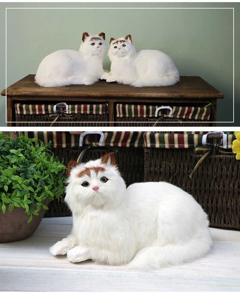 Dorimytrader lifelike animal lying cat plush toy soft simulation cats pet doll decoration for car kids gift 18X31cm DY80028 (4)