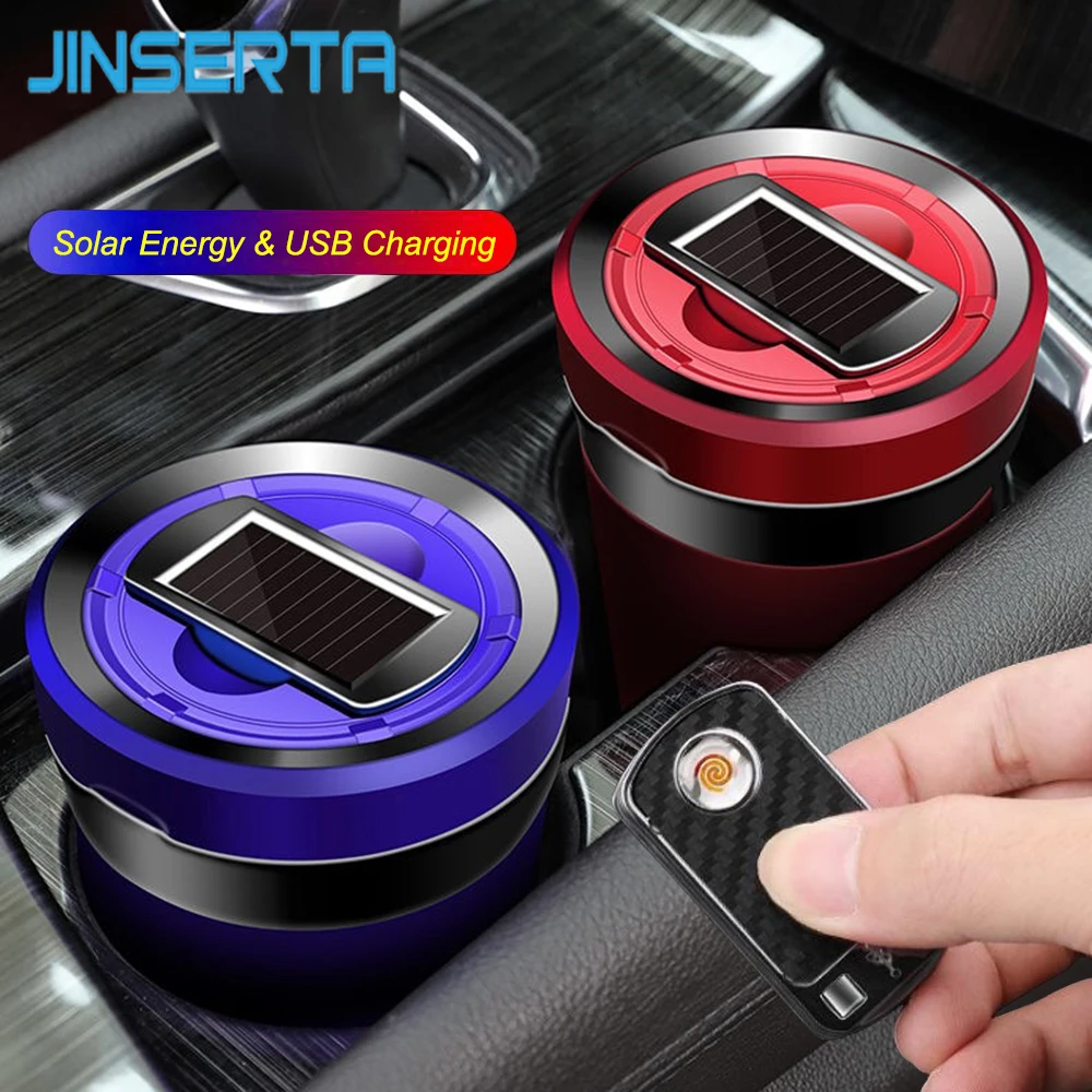 JINSERTA Rechargeable Solar Energy Car LED Ashtray Car Trash Can Removable Cigarette Lighter LED Light for Car Cup Holder
JINSERTA Rechargeable Solar Energy Car LED Ashtray Car Trash Can Removable Cigarette Lighter LED Light for Car Cup Holder