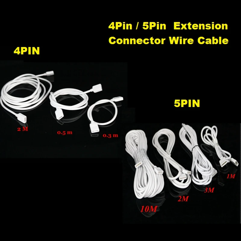 4Pin 5Pin RGB Connector RGBW Extension Wire Cable for RGB RGBW RGBWW LED Strip to Strip Connection 1M 2M 3M 5M 1pcs High Quality
4Pin 5Pin RGB Connector RGBW Extension Wire Cable for RGB RGBW RGBWW LED Strip to Strip Connection 1M 2M 3M 5M 1pcs High Quality
