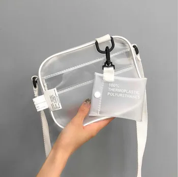 White frosted PVC shoulder zipper bag with additional small pouch
White frosted PVC shoulder zipper bag with additional small pouch