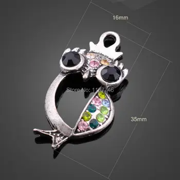 Zinc Alloy Silver Tone Bird Animal Charms 16x35mm 50pcs Top Quality Metal Crystal Colorful Night Owl Charm Fits DIY Necklace
Zinc Alloy Silver Tone Bird Animal Charms 16x35mm 50pcs Top Quality Metal Crystal Colorful Night Owl Charm Fits DIY Necklace