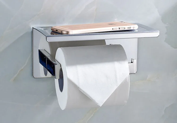 Bathroom Single Tissue Holder Toilet Paper Holder, Tissue Roll Holder with Shelf, 3M Adhesive 08-011
Bathroom Single Tissue Holder Toilet Paper Holder, Tissue Roll Holder with Shelf, 3M Adhesive 08-011