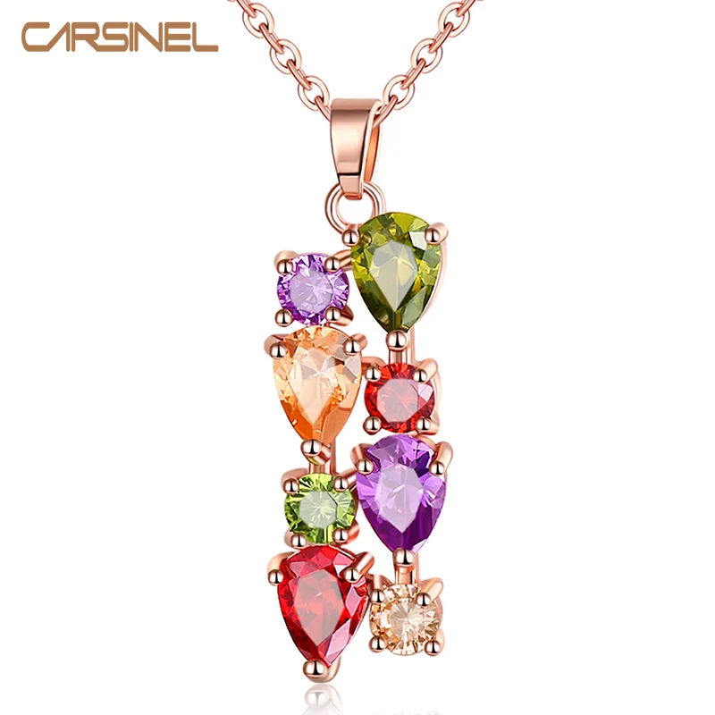 CARSINEL Fashion Colorful Zircon Necklace for Women Wedding Flower Pendant Necklace Rose Gold-color Bridal Jewelry NE0069
CARSINEL Fashion Colorful Zircon Necklace for Women Wedding Flower Pendant Necklace Rose Gold-color Bridal Jewelry NE0069