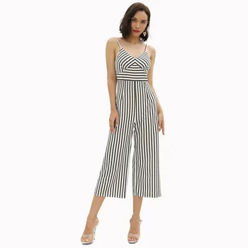 Striped design sling jumpsuit Casual one-piece wide-leg pants Sleeveless Jumpsuit
Striped design sling jumpsuit Casual one-piece wide-leg pants Sleeveless Jumpsuit