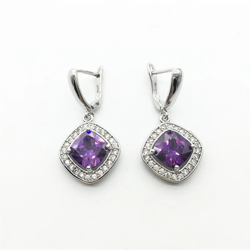 New Arrival Silver Color Jewelry Trendy Big Square Cut Purple Austrian Crystal Women Earrings With Cubic Zircons
New Arrival Silver Color Jewelry Trendy Big Square Cut Purple Austrian Crystal Women Earrings With Cubic Zircons