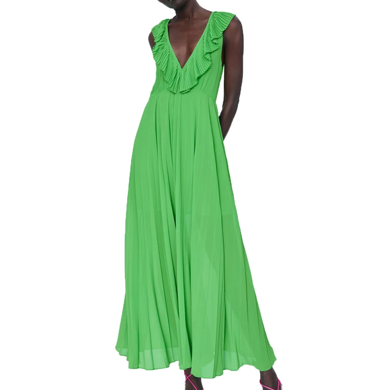Summer dress 2019 ruffles casual dress sleeveless chiffon dress women green maxi dress v-neck womens clothing vestidos
Summer dress 2019 ruffles casual dress sleeveless chiffon dress women green maxi dress v-neck womens clothing vestidos