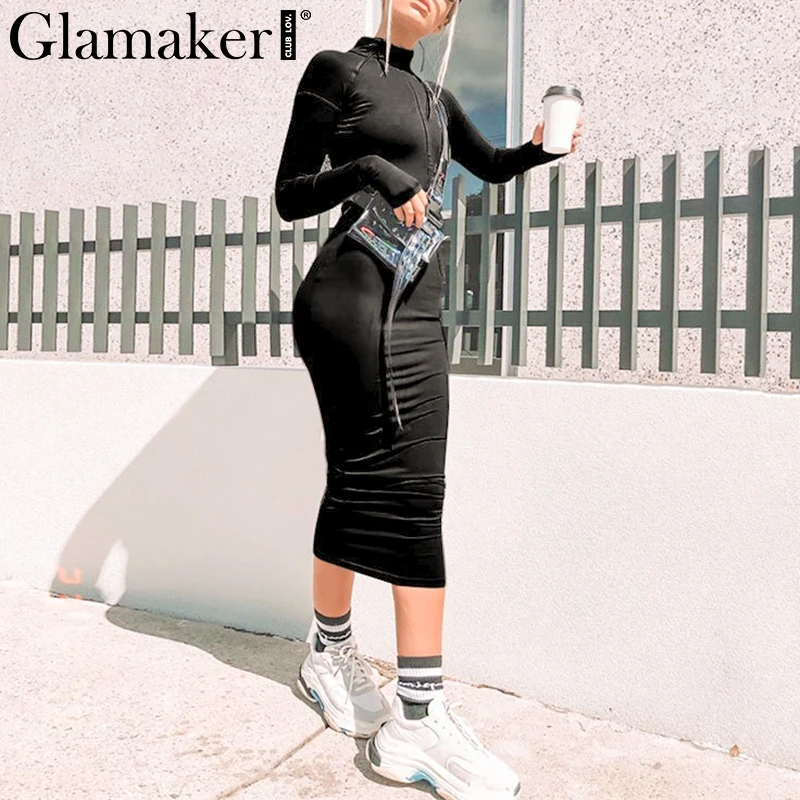 Glamaker Black sexy long sleeve bodycon dress Women spring o neck casual maxi dress Elegant female fashion party dress vestidos
Glamaker Black sexy long sleeve bodycon dress Women spring o neck casual maxi dress Elegant female fashion party dress vestidos