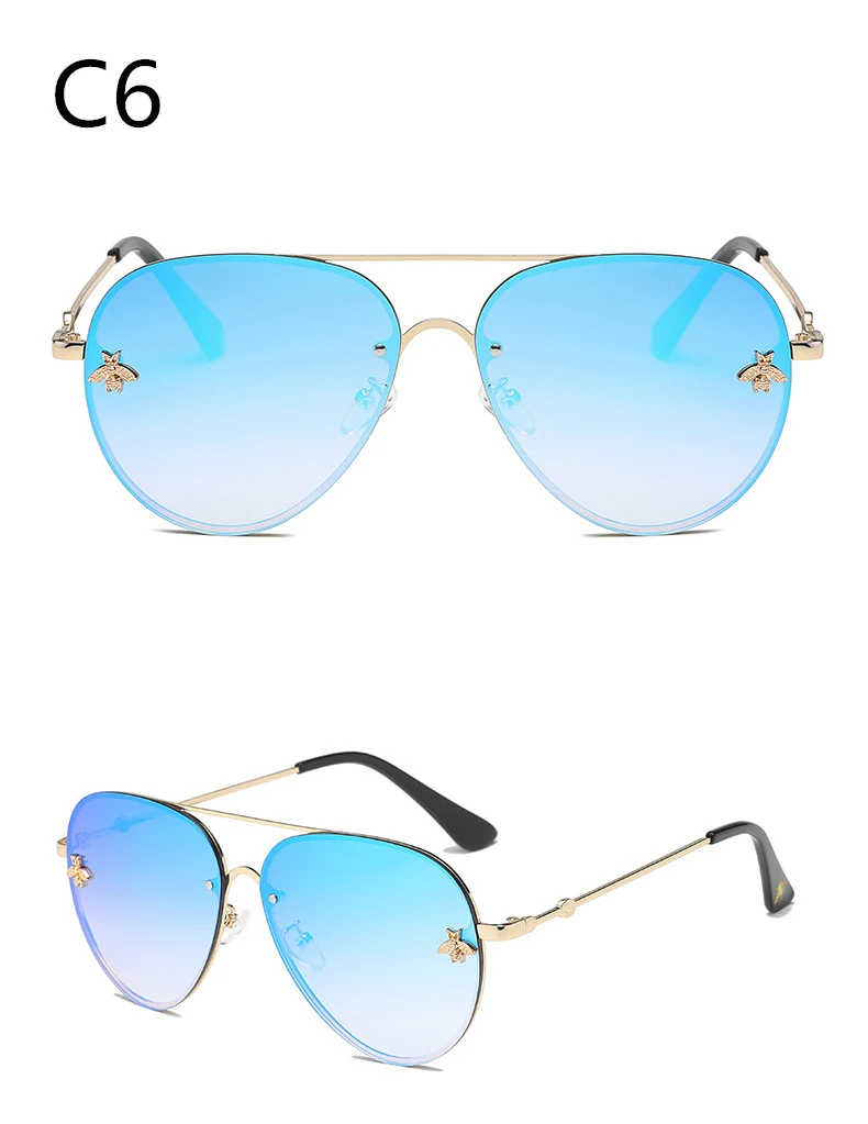 ASOUZ 2019 new fashion ladies sunglasses UV400 metal oval frame bee sunglasses classic brand design sports driving sunglasses (9)