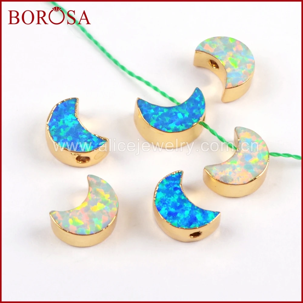 BOROSA 10pcs 7x10mm Crescent Artificial Opal Side Drilled Beads Plating Gold Japanese Opal Bead for Necklaces Pendanta G1566
BOROSA 10pcs 7x10mm Crescent Artificial Opal Side Drilled Beads Plating Gold Japanese Opal Bead for Necklaces Pendanta G1566