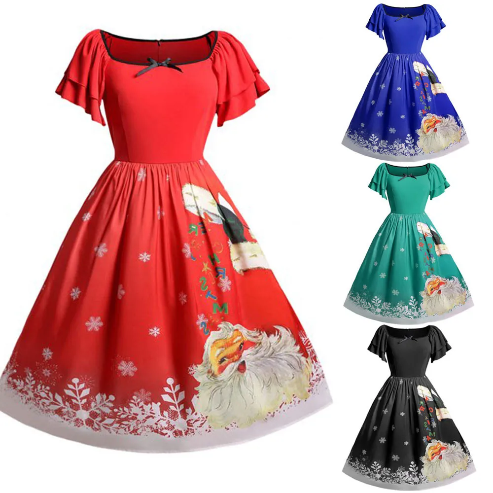 Women Christmas Plus Size Bow Santa Claus Print Vintage Dress chrismas dress women dress vestidos
Women Christmas Plus Size Bow Santa Claus Print Vintage Dress chrismas dress women dress vestidos
