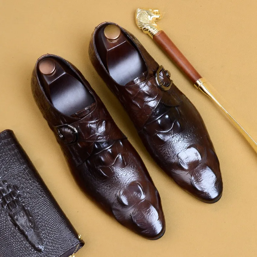 Alligator Pattern Genuine Leather Formal Dress Man Monk Strap Shoes Pointed Toe Handmade Men's Wedding Party Footwear AS166
Alligator Pattern Genuine Leather Formal Dress Man Monk Strap Shoes Pointed Toe Handmade Men's Wedding Party Footwear AS166