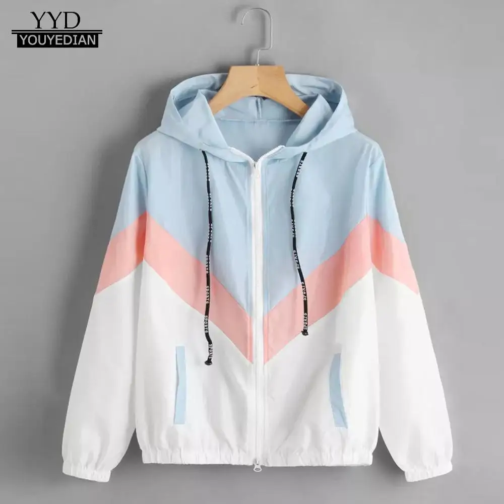 veste femme Women Long Sleeve Patchwork Thin Skinsuits Hooded Zipper Casual Sport Coat for Autumn Winter chaqueta mujer
veste femme Women Long Sleeve Patchwork Thin Skinsuits Hooded Zipper Casual Sport Coat for Autumn Winter chaqueta mujer
