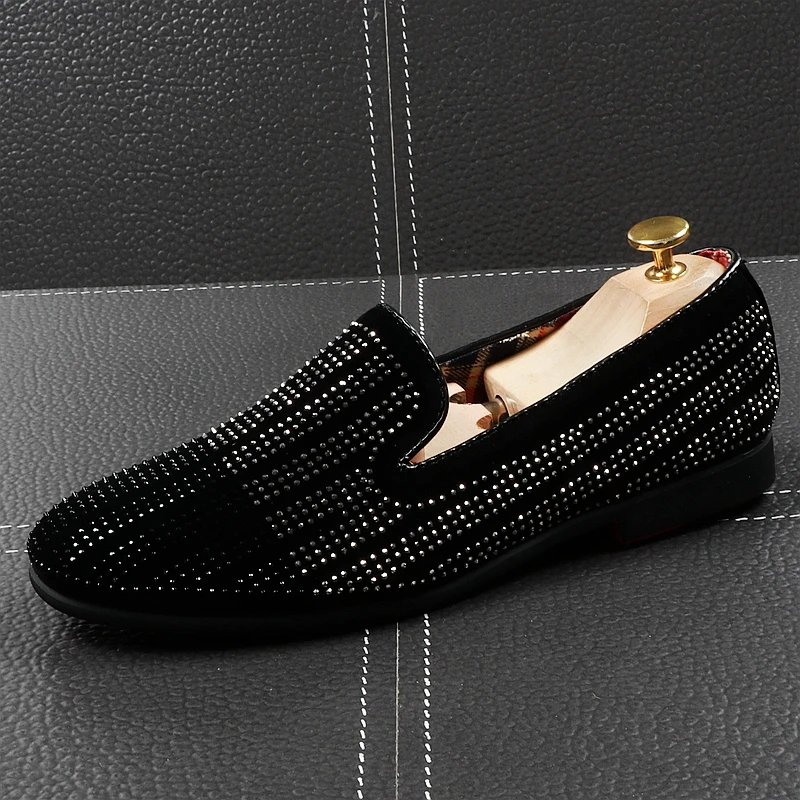 Фото CuddlyIIPanda/мужские черные лоферы модельные туфли с кристаллами и кисточками