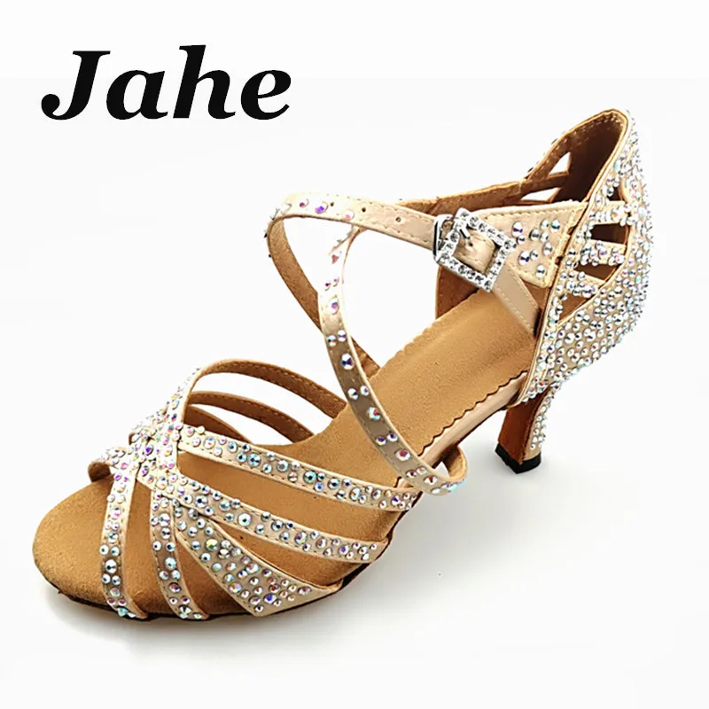 Women Latin dance shoes Bronze Skin Rhinestone Shining Women Salsa Party Ballroom shoes Customized 7.5cm 8.5cm Heel 
Women Latin dance shoes Bronze Skin Rhinestone Shining Women Salsa Party Ballroom shoes Customized 7.5cm 8.5cm Heel