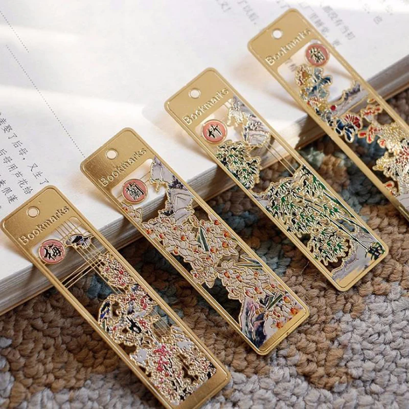4 Pcs/set Vintage Chinese Style Gold Silver Hollow Metal Tassel Bookmarks Merlin Bamboo Chrysanthemum Book Markers Stationery
4 Pcs/set Vintage Chinese Style Gold Silver Hollow Metal Tassel Bookmarks Merlin Bamboo Chrysanthemum Book Markers Stationery
