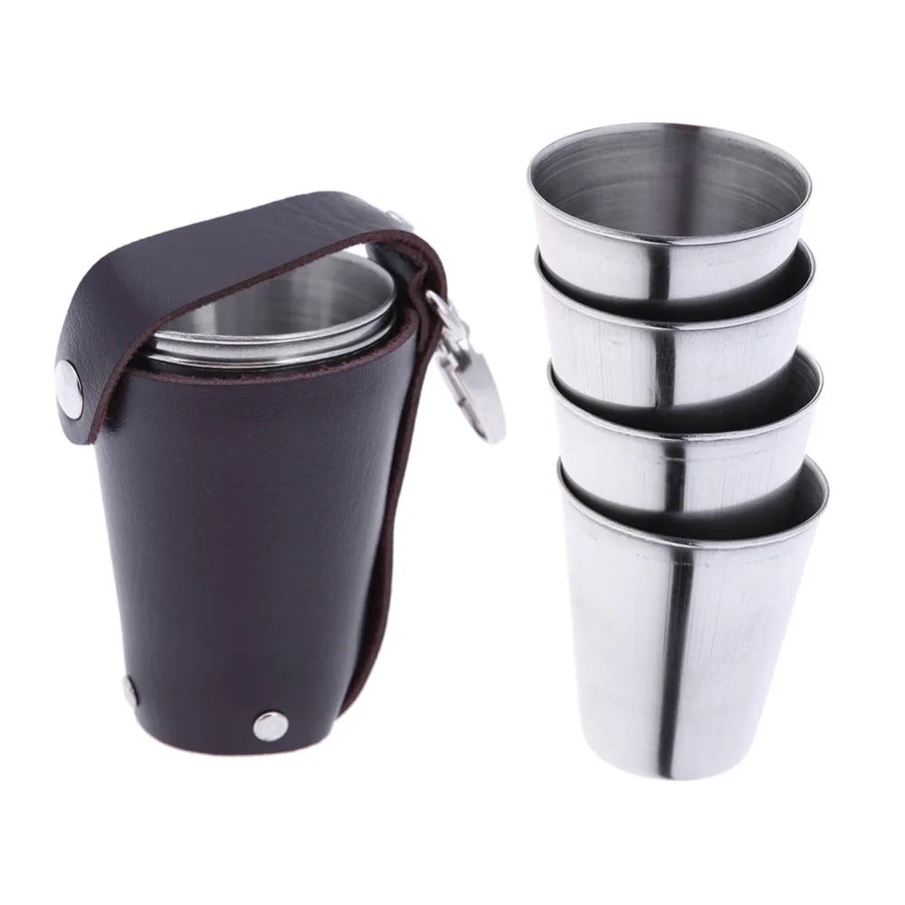 4pcs/set Stainless Steel Metal Cup Travel Outdoor Shots Set Mini Glasses Drinking Cups Wine Beer Whiskey Mug + Leather Key Chain
4pcs/set Stainless Steel Metal Cup Travel Outdoor Shots Set Mini Glasses Drinking Cups Wine Beer Whiskey Mug + Leather Key Chain