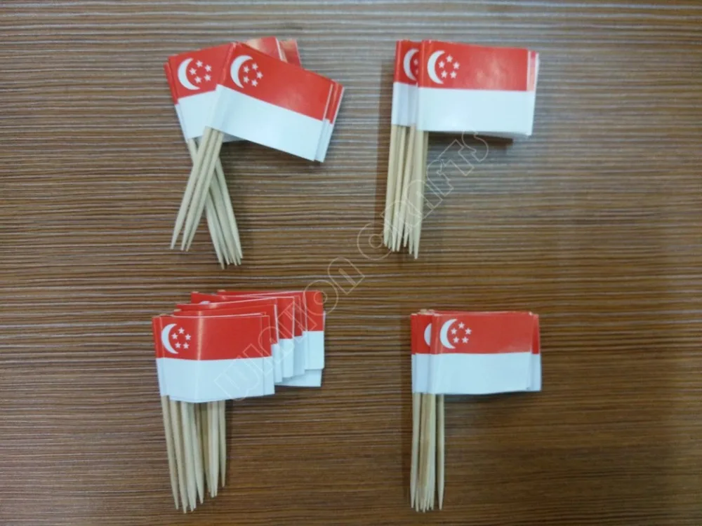 Мини зубочистки из Сингапура флаги 50 шт. для пищевых продуктов тортов топперы