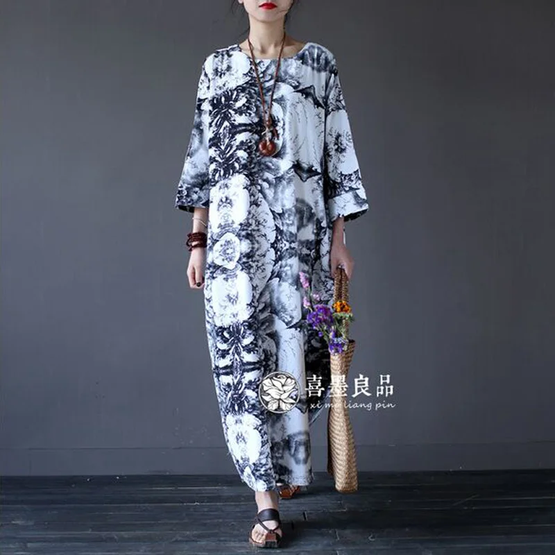 Flower Print Plus Size Chinese Style 2017 Women Summer Dress Loose Casual Women Dresses Linen Cotton Vintage Dress
Flower Print Plus Size Chinese Style 2017 Women Summer Dress Loose Casual Women Dresses Linen Cotton Vintage Dress