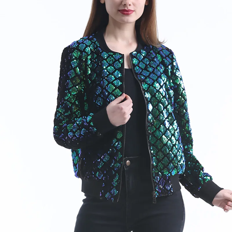 Spring Autumn Women Sequins Short Coats Zipper Pockets Ladies Long Sleeve O-Neck Jackets Casual Slim Outerwear Size S-2XL 6Q2533
Spring Autumn Women Sequins Short Coats Zipper Pockets Ladies Long Sleeve O-Neck Jackets Casual Slim Outerwear Size S-2XL 6Q2533