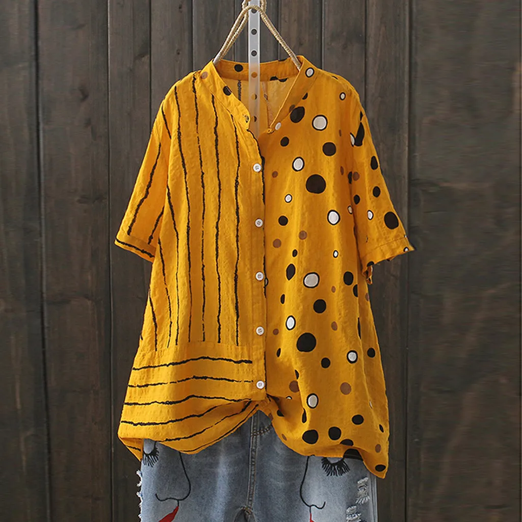 blouse et chemisier femme Womens shirts Casual Loose Linen Plus Size Print Short Sleeve Tunic Shirt Blouse Tops summer blusas
blouse et chemisier femme Womens shirts Casual Loose Linen Plus Size Print Short Sleeve Tunic Shirt Blouse Tops summer blusas