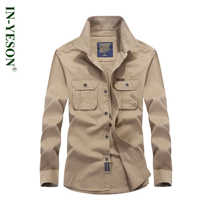Safari Style Spring Autumn Men's Shirt Long Sleeve Brand IN-YESON camisa masculina Cotton Loose Military Shirt Men Plus Size 4XL
Safari Style Spring Autumn Men's Shirt Long Sleeve Brand IN-YESON camisa masculina Cotton Loose Military Shirt Men Plus Size 4XL