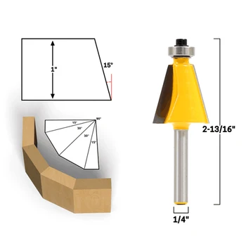 DRELD 1pc Woodworking Capenter Tools 1/4" Shank 15 Degree Chamfer & Bevel Edging Router Bit Wood Milling Cutter Woodworking Tool
DRELD 1pc Woodworking Capenter Tools 1/4" Shank 15 Degree Chamfer & Bevel Edging Router Bit Wood Milling Cutter Woodworking Tool