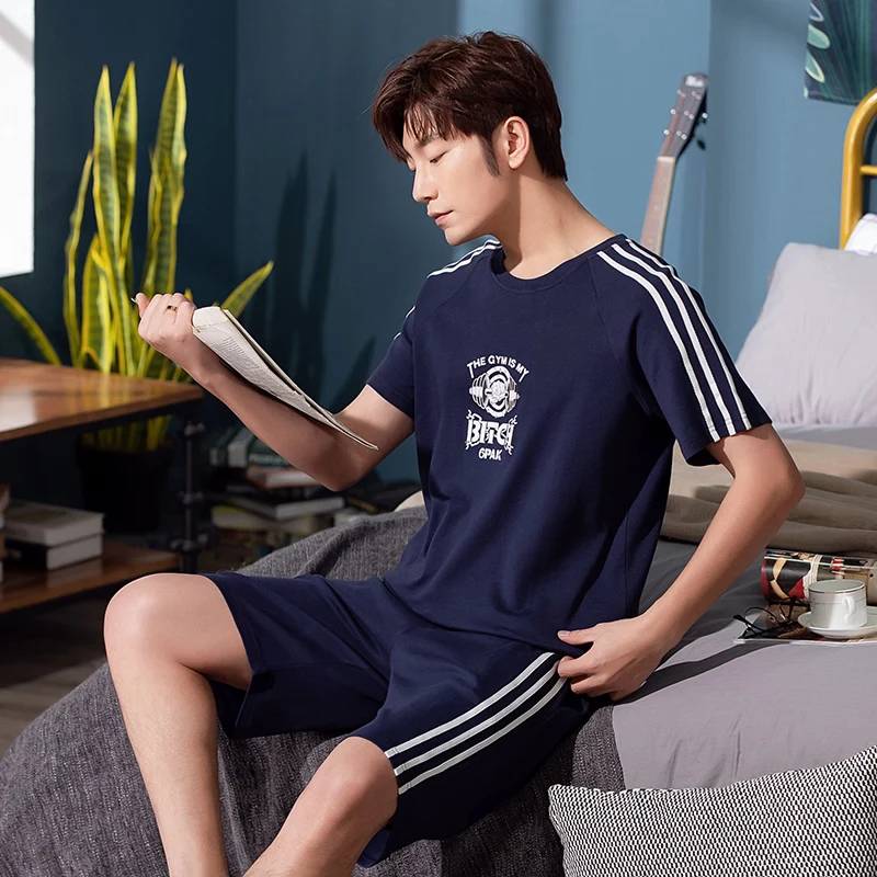 Newest Men's Pajamas Set Summer Men Pajamas Sets Cotton Sleepwear Men's Short Sleeve Nightwear Short Top Pant Leisure Outwear
Newest Men's Pajamas Set Summer Men Pajamas Sets Cotton Sleepwear Men's Short Sleeve Nightwear Short Top Pant Leisure Outwear