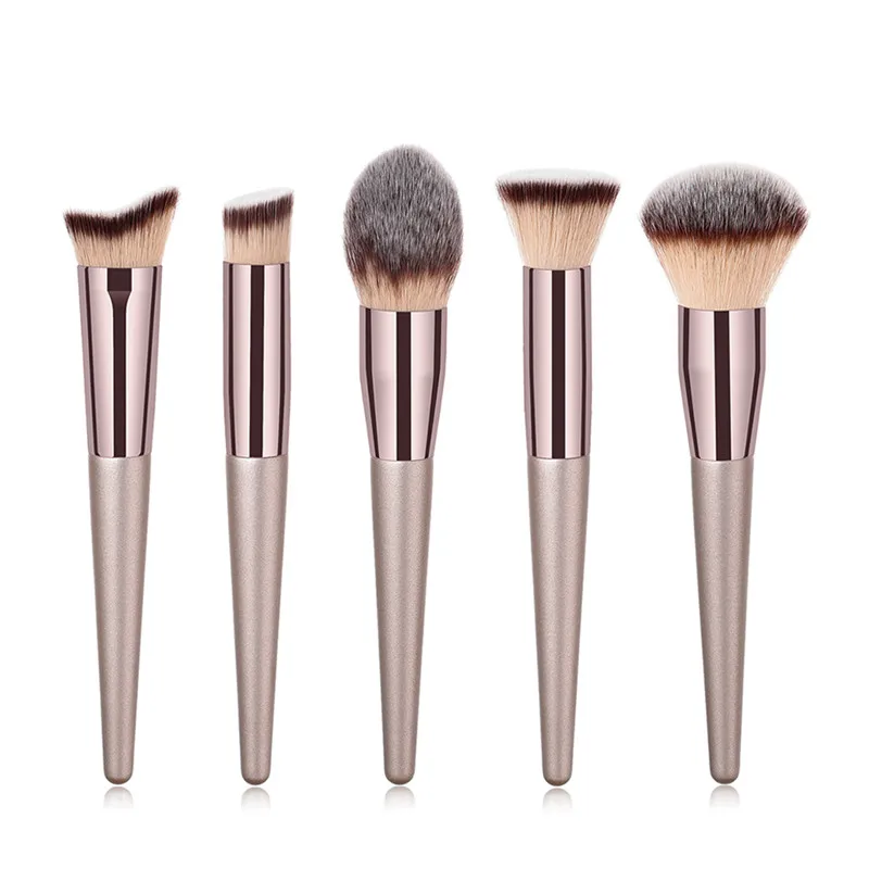 

1pcs Multifunction Champaign Gold Wooden Handle Medium Makeup Flame Angled Loose Powder Brush