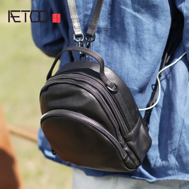 AETOO Black top first cowhide backpack geunine leather three-use bag Korean version of soft leather backpack women
AETOO Black top first cowhide backpack geunine leather three-use bag Korean version of soft leather backpack women