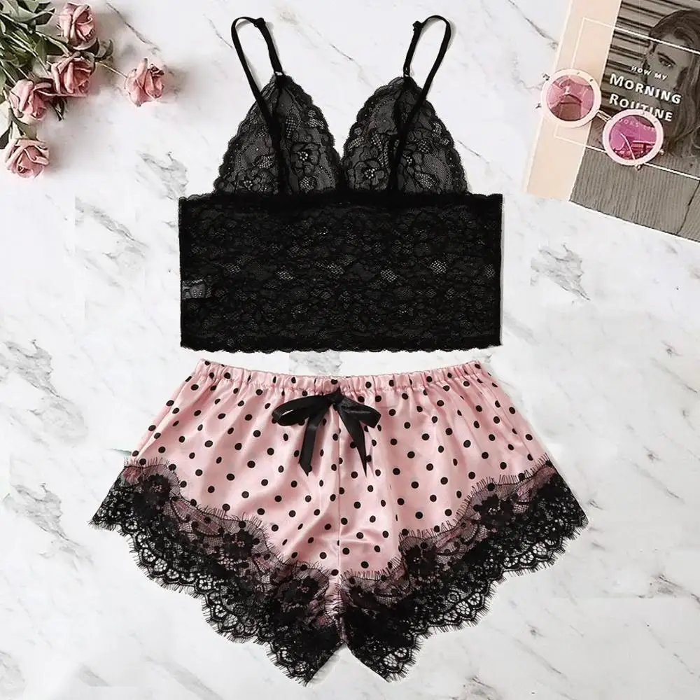 2019 Fashion Women Pajamas Set Sexy Satin Lace Print Camisole Shorts Bow Set Sleepwear Pajamas Lingerie Pijama Mujer Invierno
2019 Fashion Women Pajamas Set Sexy Satin Lace Print Camisole Shorts Bow Set Sleepwear Pajamas Lingerie Pijama Mujer Invierno