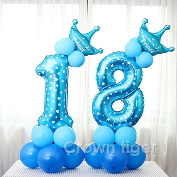 party 17PCS Blue Pink Happy Birthday Balloon number hats