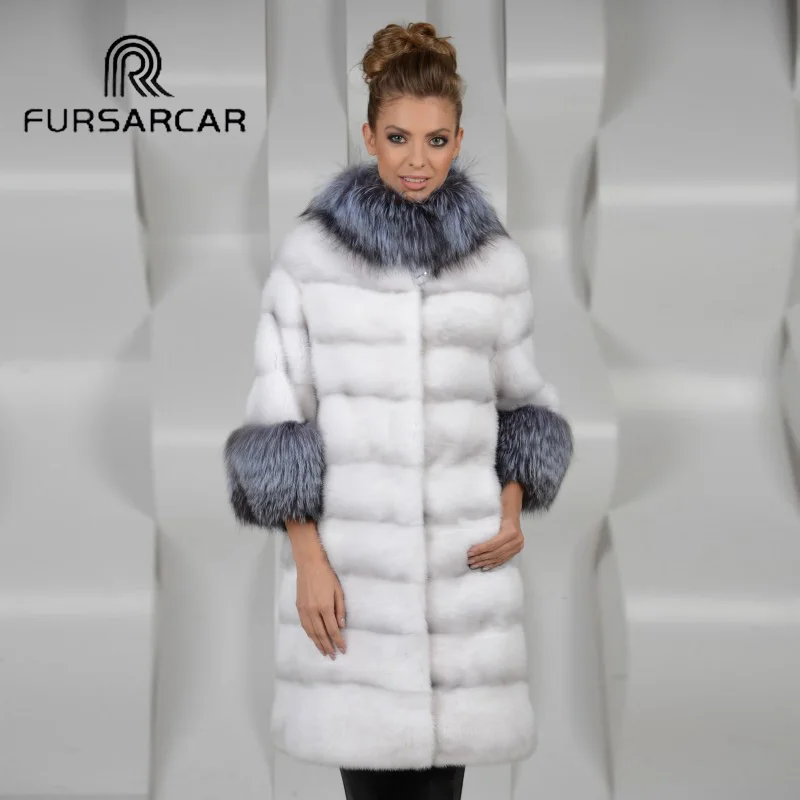 FURSARCAR 2018 Real Mink Fur Coat Women Full Pelt Mink Coat With Silver Fox Fur Collar And Cuff Natural Genuine Fur Female Coat
FURSARCAR 2018 Real Mink Fur Coat Women Full Pelt Mink Coat With Silver Fox Fur Collar And Cuff Natural Genuine Fur Female Coat
