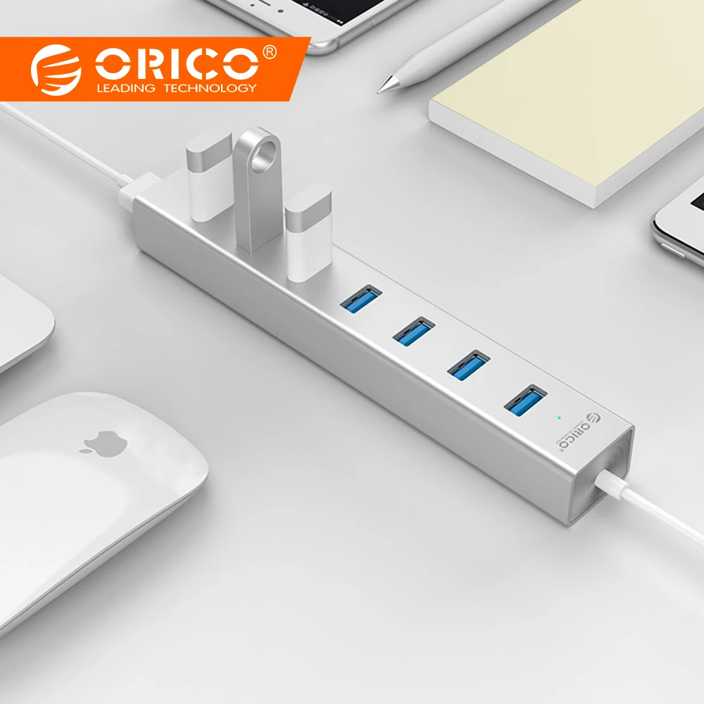 ORICO Aluminum Alloy 7 Port USB3.0 HUB ABS 5Gbps HUB OTG USB Splitter for Apple Macbook Air Laptop PC Tablet samsung galaxy s9
ORICO Aluminum Alloy 7 Port USB3.0 HUB ABS 5Gbps HUB OTG USB Splitter for Apple Macbook Air Laptop PC Tablet samsung galaxy s9