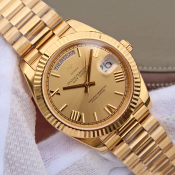 

Men Watch top brand luxury 18K Gold Watch 40MM High Quality Stainless Steel Calendar genava male wristwatches rolexable watch