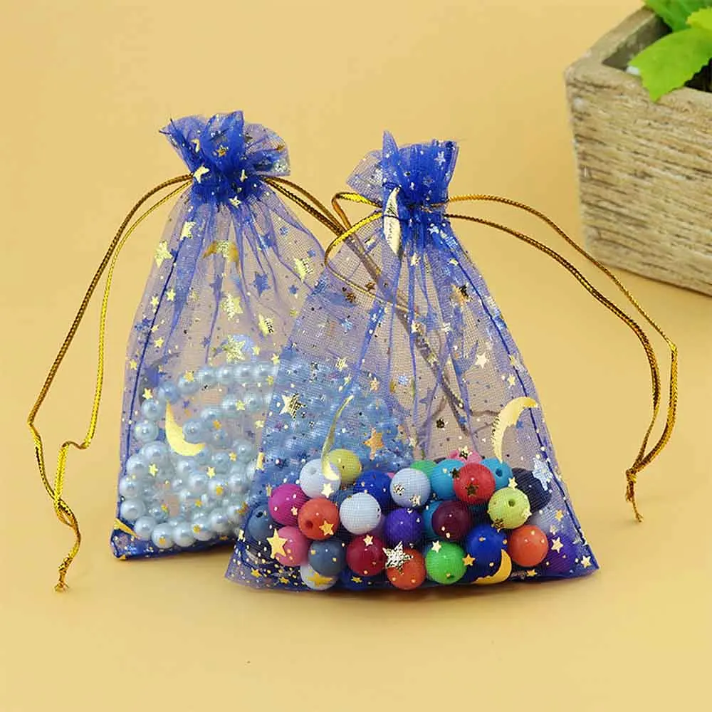 100pcs organza bags wedding transparent drawstring jewelry