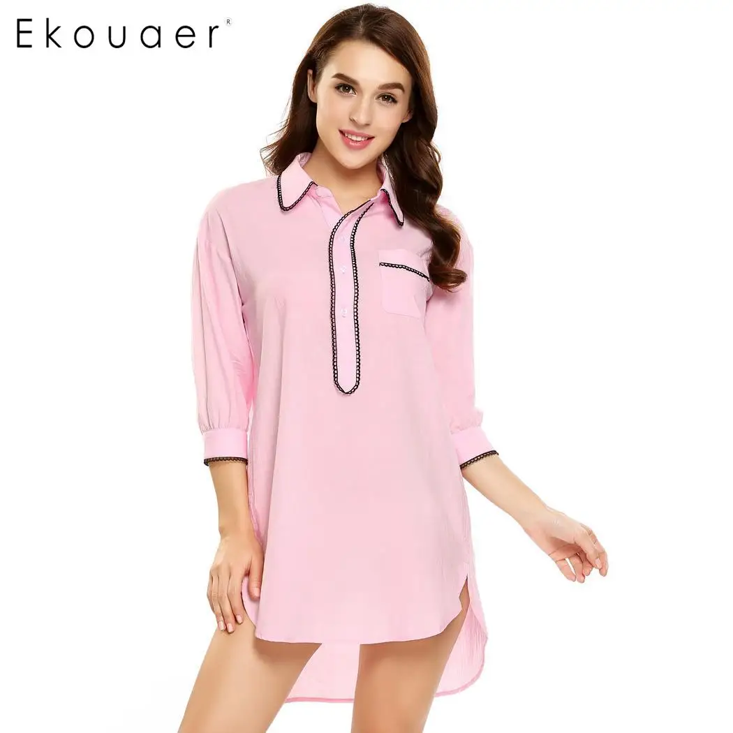 Ekouaer Women Casual Cotton Sleep Top Long Sleeve Sleepshirts Solid Button-down Sleepwear Shirt Nightwear Female Home Clothes
Ekouaer Women Casual Cotton Sleep Top Long Sleeve Sleepshirts Solid Button-down Sleepwear Shirt Nightwear Female Home Clothes