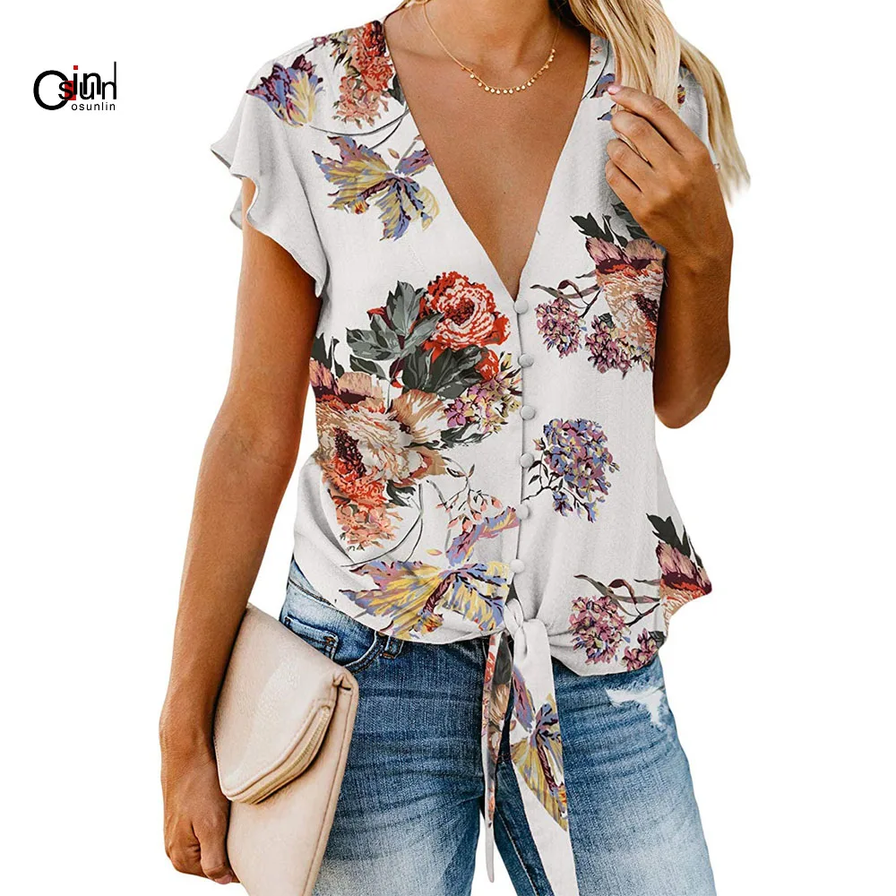 Osunlin Summer Women Blouse Flower Print Deep V Neck Ruffled Sleeve Open Stitch Single Breasted Shirt Front Knot Casual Tops XXL
Osunlin Summer Women Blouse Flower Print Deep V Neck Ruffled Sleeve Open Stitch Single Breasted Shirt Front Knot Casual Tops XXL