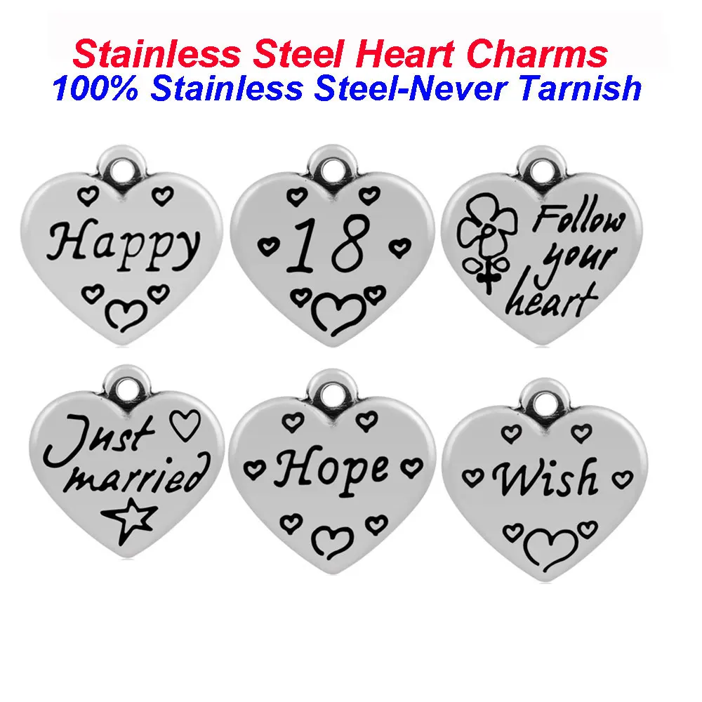 5pcs/lot Stainless Steel Engraved Heart Charm Pendant Vnistar 18 Faith Hope Dream Happy Message Charm Jewelry Making Necklace
5pcs/lot Stainless Steel Engraved Heart Charm Pendant Vnistar 18 Faith Hope Dream Happy Message Charm Jewelry Making Necklace