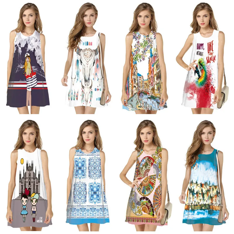 10 Style 2018 European Female Model Explosions Parrot Venice Street Bull Print Sleeveless Dress Casual Sexy Beach Dress
10 Style 2018 European Female Model Explosions Parrot Venice Street Bull Print Sleeveless Dress Casual Sexy Beach Dress
