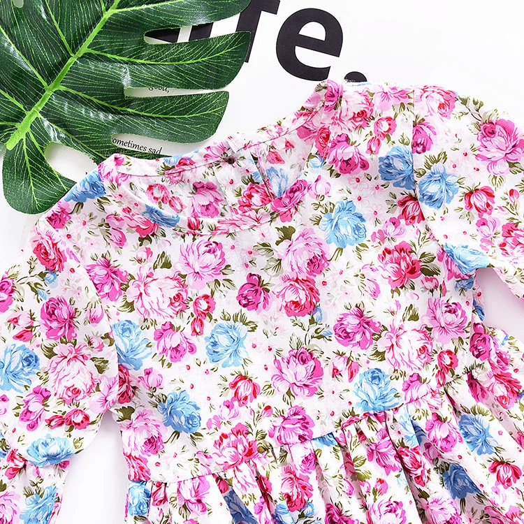 Mother nest Floral Summer Cute Girls Baby Half Sleeves Dress Cotto Puff Newborn Clothes Children Kids Flower Infant Princess (33)