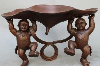 song voge gem S2718 Chinese Pure Bronze 2 Kid Child Carried Lotus Leaf Statue Candle Stick Holder
song voge gem S2718 Chinese Pure Bronze 2 Kid Child Carried Lotus Leaf Statue Candle Stick Holder