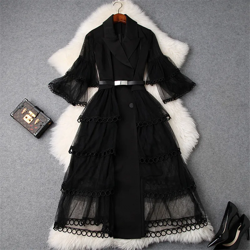 New Fashion Designer Spring Dress Women 2019 Elegant Flare Sleeve Notched Collar Mid Calf Tulle Dress Elegant Sexy Party Dresses
New Fashion Designer Spring Dress Women 2019 Elegant Flare Sleeve Notched Collar Mid Calf Tulle Dress Elegant Sexy Party Dresses